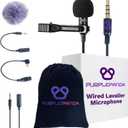 Purple Panda Wired Lavalier Microphone Omnidirectional  Attachable Lapel Mic Compatible with GoPro, DJI, Insta360, Tablet, iPad, DSLR, Camera, Ideal for Social Media Content Creators