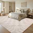 GarveeHome 8x10 Area Rugs Geometric Washable Modern Beige Checkered Rug