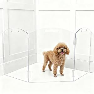 Clear Acrylic Freestanding Dog Gates for The House – Folding 3-Panels Pet Gates for Doorways,Indoor Stairs,and Hallways,No Assembly Transparent Barrier for Dogs,Puppies,and Cats