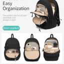 Quilted Laptop Backpack for Women, College Bookbag with Tumbler Holder Pocket for Nurse Teacher Work Travel, Puffer School Backpack for Teen Girls Big Student, Black