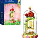 Le Petit Prince Building Block Set Rose Swing Collectible Model Creative DIY Dust Cover Decorative Piece Storytelling Minifigure Adults and Kids Home Decor