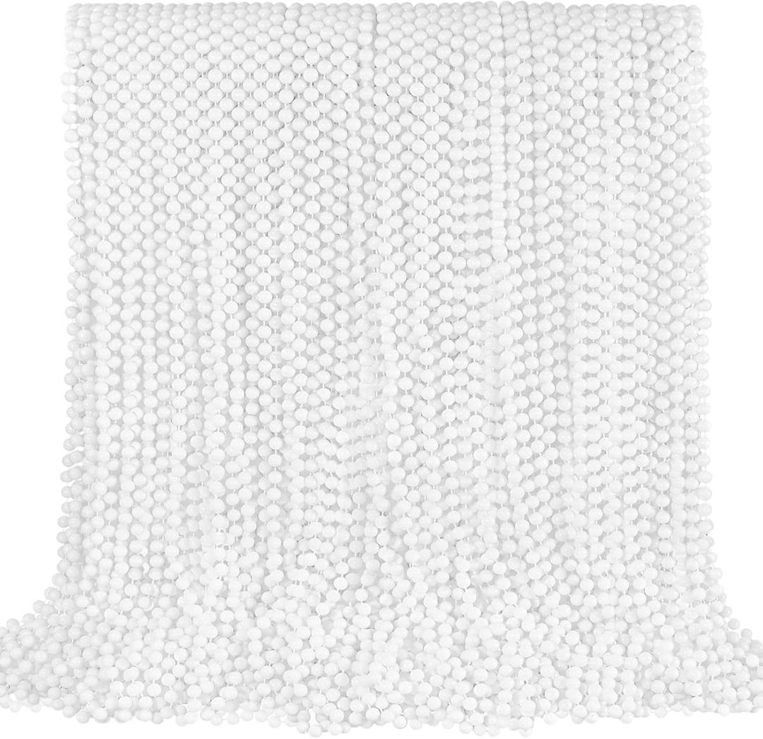 100 PCS White Bead Necklaces, 33" White Mardi Gras Beads, Christmas Beads Necklaces, 4th of July Beads Necklaces, Parade Throws Accessories for Christmas Independence Day New Year Party Favors