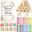 Baby Shower Games Kit with 50 Baby Shower Blocks 24 Markers, and Game Sign, 7.9 x 5.1 inches