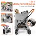 LPOTIUS Double Cat Stroller for 2 Cats or Dogs, Detachable Carriers, Gray