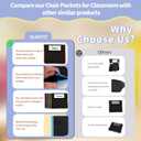 24 PCS Chair Pockets for Classroom, 15.6x16.8 Inch Seat Pockets for Classroom Chairs, Black Seat Sacks for Classroom Chairs with Name Tag, Back of Chair Organizer for Kids in Classroom