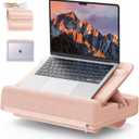 Adjustable Laptop Pillow for Lap, Lap Desk Cushion with Cushion, Computer Lap Pillow, Portable Laptop Stand & Carrying Case for up to 16'' Computer, Tablet, iPad, Kindle, Pink