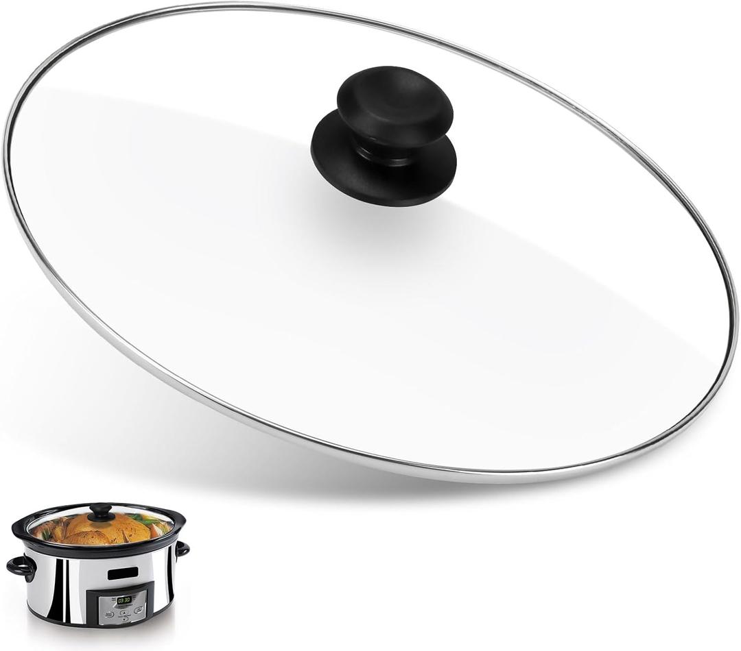 Oval 8 Quart Slow Cooker Glass Lid Fit for Crock Pot 8 Q Slow Cooker and Fit for Hamilton Beach 8q Glass Pot Lid, Slow Cooker Pot Lid Replacement Part, 1 Pack