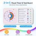 2-in-1 Visual Timer with Task Board for ADHD & Autism, Dry Erase Chore Chart and Visual Schedule for Kids & Adults, Rainbow Countdown Timer for Classroom, Home, Homeschool (White)
