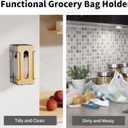 2 Pack Grocery Bag Holder, Wall Mount Bag Holder for Plastic Bags for Grocery Shopping Garbage Trash Bag Organizer with Bamboo Top for Kitchen, Pantry, Under Sink and Garage, Black