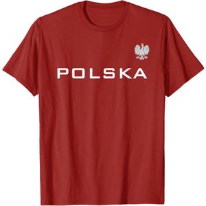 Polska Poland Flag Sports Athletic Jersey Style T-Shirt, Size L
