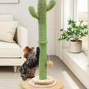 Globlazer Tall Scratching Post for Cats, Cactus Cat Scratching Post Cat Scratcher Cute Sisal Large Cat Scratching Post with Modern Wooden Ball Tracking Interactive Toys, SC30