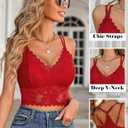Avidlove Lace Bralette for Women V Neck Camisoles Racerback Adjustable Strap Sexy Crop Tops (Red, S)