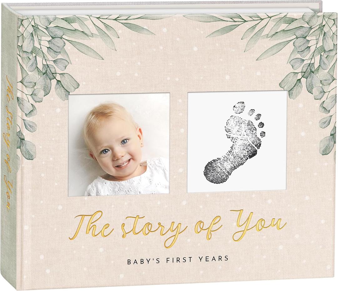 Baby Memory Book & Newborn Keepsake Journal First Year Memory Book for Boy or Girl Gender Neutral Milestone Book with 24 Stickers Perfect First Mothers Day Gift