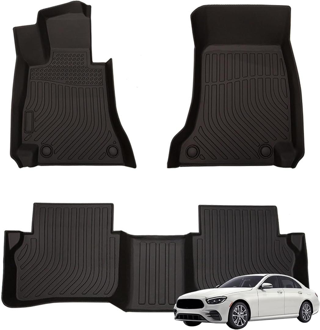 Floor Mats Liner Compatible with Mercedes-Benz E-Class E300/E350/E400/E450/E43 AMG/E53 AMG/E63 AMG S Sedan 2017-2023 All Weather Protector TPE Floor Liners Custom Fit Car Mats Non-SlipOnly for Sedan