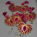 Smizzy Lotus Hangings for Diwali Indian Decoration / Floral Wall Hangings for Temple Decor / Pooja Room Decoration Items / Backdrop Showpiece for Home Decor (Pack of 6, 10 Inch Each, Pink)
