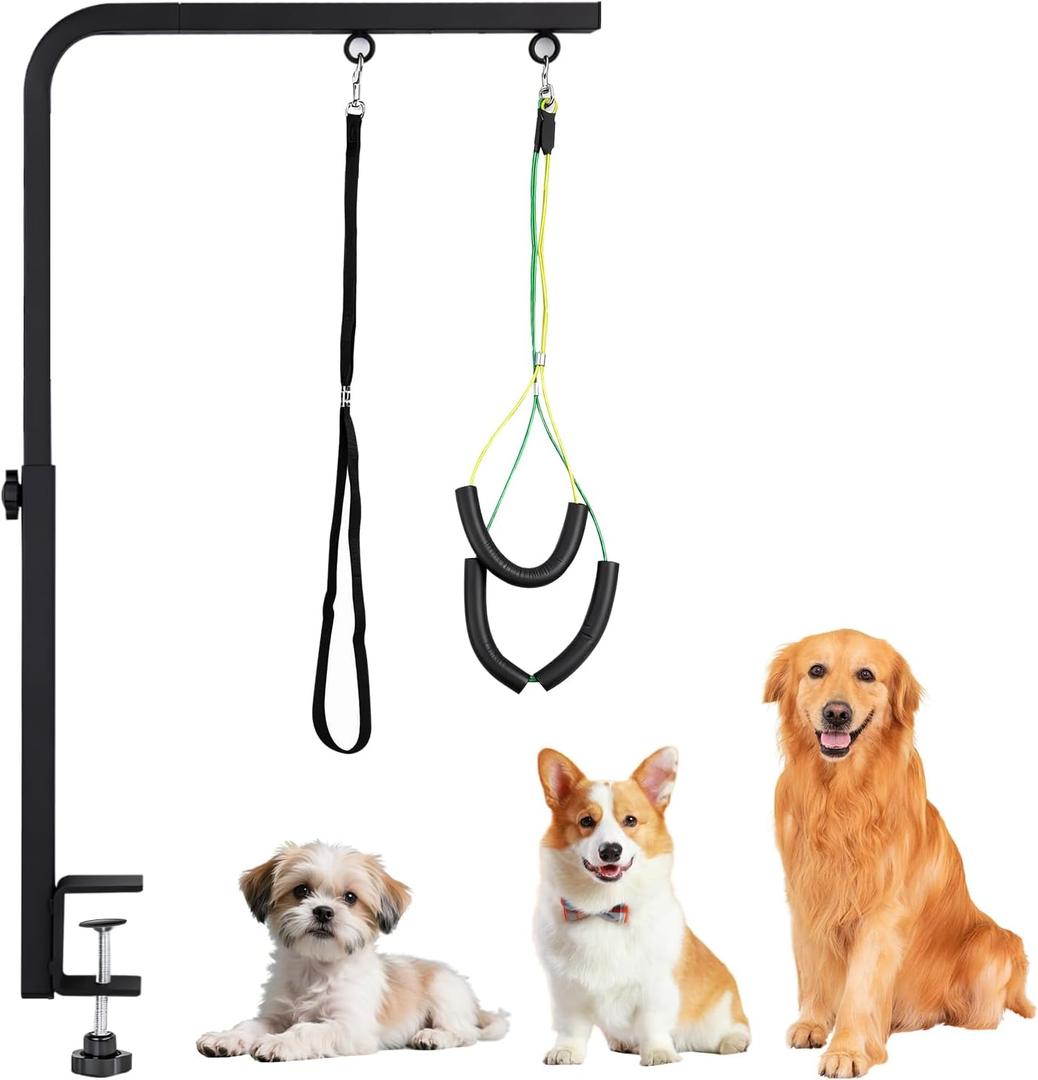 Dog Grooming Arm with Heavy-Duty Clamp, 29" Height Pet Grooming Table Arm for Dogs, Grooming Restraint for Nail Trimming, Haircuts, Grooming Sessions, Easy to Use on Most Grooming Tables