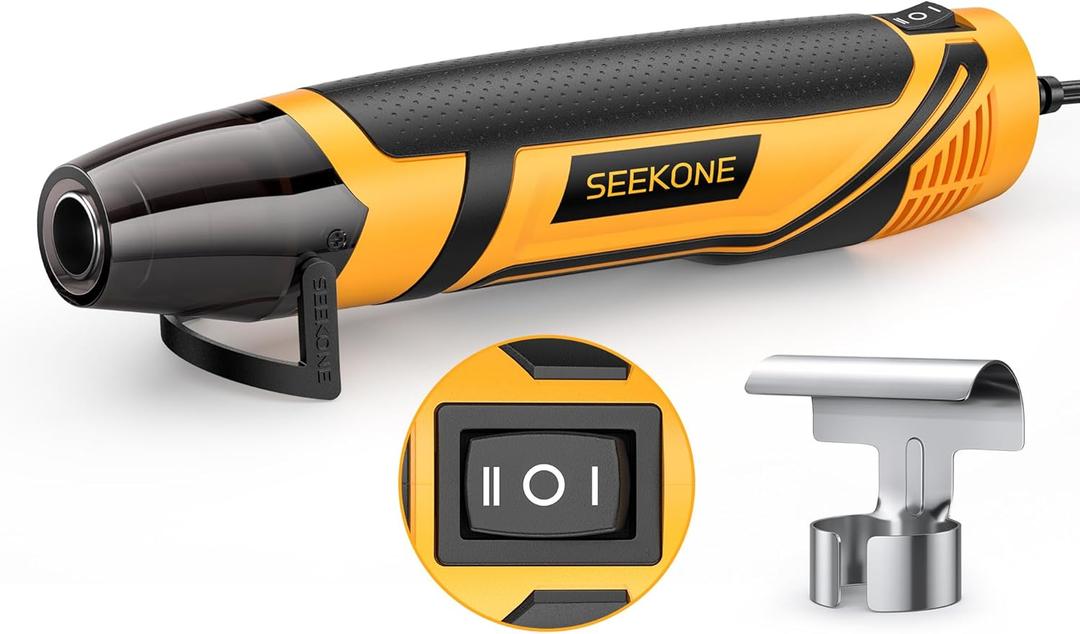 SEEKONE Mini Heat Gun, 350W 2-Temp Settings 500 & 842260& 450 Fast Heat Hot Air Gun Tool with Reflector Nozzle and 4.9Ft Long Cable Overload Protection for Crafting, Vinyl Wrap and Shrink Tubing