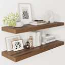 Vivelove Farmhouse Floating Shelves for Wall 12 Inch Deep, 36" X 12" X 2" Floating Shelf, 2 Inch Thick Shelf for Living Room Bathroom Bedroom Kitchen, Rustic Farmhouse Decor Set of 2, Walnut