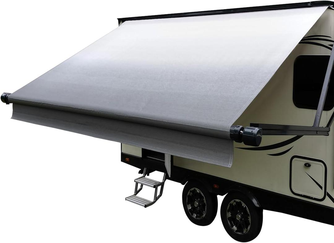 Dulepax RV Awning Fabric Replacement(9'2" Fabric) Heavy Duty 16 oz Vinyl Fabric -Camper Awning Replacement Universal Replacement RV Awnings for All Awning Brands-Senior Fade Grey (Gray)
