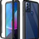 Wahhle Compatible with Moto G Play 2023, G Power 2022, G Pure Case - Full Body Screen Protector, Shockproof Slim Fit Bumper Phone Cover - Black/Clear