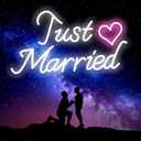 Just Married Neon Sign for Wedding Decor, Just Married Sign Wedding Ceremony Backdrop Decorations Gift for Reception, 16.5 x 9.4 inch