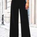 KIRUNDO Corduroy Pants Women High Waisted Wide Leg Pants Casual Winter Chenille Straight Loose Comfy Trousers with Pockets(Black, 4)