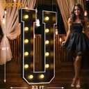 2 x Pooqla 4 FT Marquee Light Up Letters, Black Marquee Letter Lights 4 Feet Tall for Birthday Decoration, Big Mosaic Letters Sign for Balloons Party Anniversary Wedding Decorations, Giant Warm White U