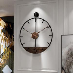 Modern Wood Walnut Dial Wall Clock, Large Simple Wall Decor Metal Frame Silent Non Ticking Clock for Living Room Decor, Kitchen, Bedroom, Study Decoration, Handmade Home Gift Idea, 15.8 in (1.Medium 18.5In(47cm))