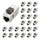 FGB 10Gbps Cat6a Shielded Keystone Coupler, Female to Female RJ45 Keystone Jack, Ethernet Keystone Coupler in Silver, 25 Pack