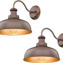 Outdoor Barn Light,11.5 Inch Outdoor Wall Sconce, Farmhouse Rustic Exterior Wall Mount Lights,Vintage Outside Lighting Fixture, Industrial Garage Light, Fit with E26 Socket(Oil-rubbed Bronze,2Pack)