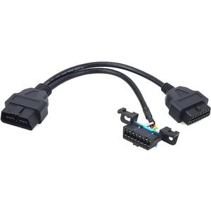 Universal OBD2 16 Pin Splitter Y Open Cable Male to Two Female Cable J1962 OBD II 1 Male to 2 Female Connector with Underdash Mount Bracket 30cm/12 inch