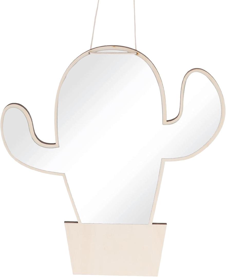 Beaupretty Small Mirror Cactus Mirror Safe Wooden