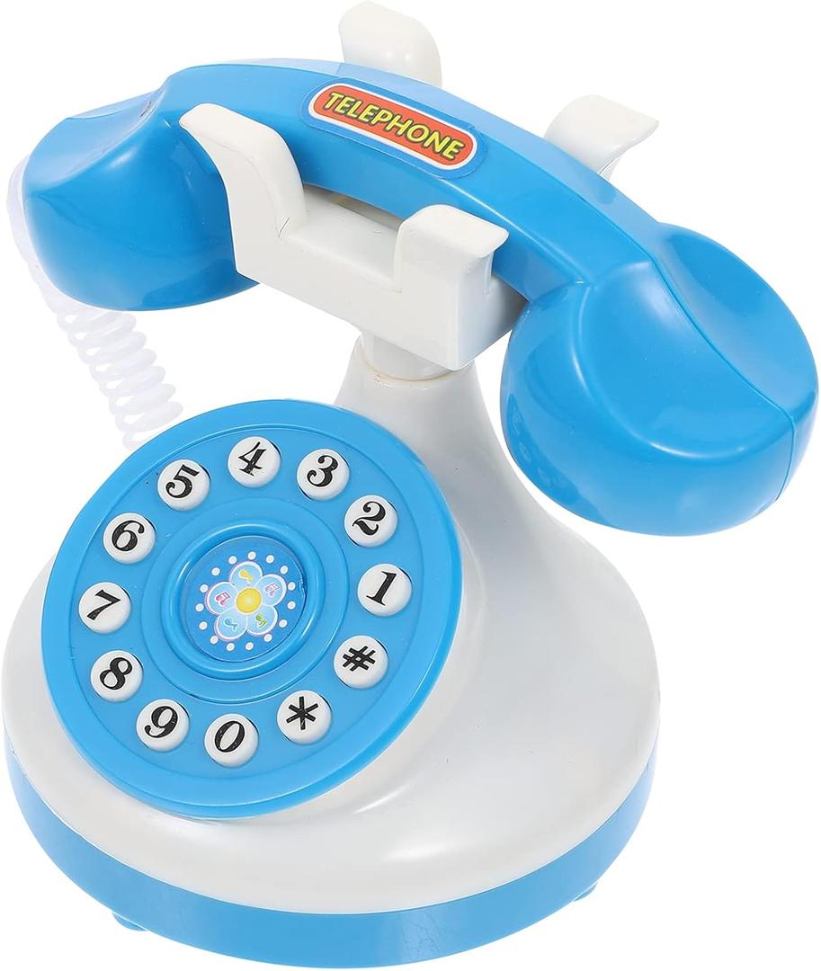 Beavorty Retro Corded Landline Phone Classic Vintage Old Fashion Telephone Early Educational Baby Phone for Kids Pretend Role Play Random Color