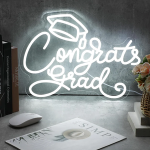 Congrats Grad Neon Sign Light up LED for 2024 Graduation Party Decoration 18"