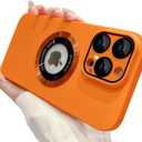 Magnetic Series Designed for iPhone 15 Pro Max Case,[Compatible with MagSafe][Military Drop&Hard PC Full Body Protector],Luxury Matte Logo View Shockproof Cover,Orange