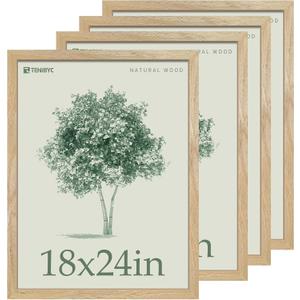 18x24 Poster Frame 4 Pack, Natural Solid Wood Picture Frame, Elegant Wood Grain, Wall Hanging