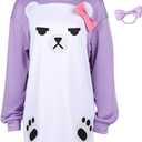 Anime Cosplay Mira Costume Anime Pajamas Mira Purple Bear Hoodies Adults Womens Halloween Outfits, M
