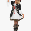 fun shack Pirate Costume Women's Deluxe Buccaneer Outfit with Corset Jacket, Dress, Hat XL
