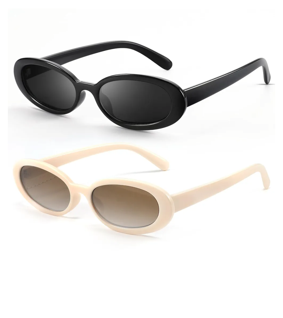 DANAMY Sunglasses Womens Retro Oval Sunglasses for Women Men Fashion Small Oval Sun Glasses 90s Vintage Driving Shades