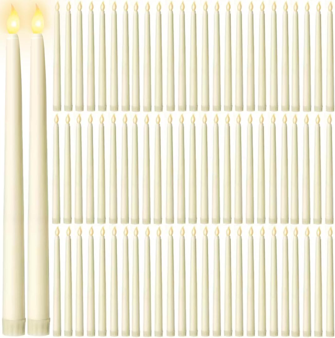 100Pcs Flameless Taper Candles Bulk,11in Battery Operated LED Taper Candles ing Electric Fake Candlesticks for Wedding Christmas Party, (Batteries Not Included)