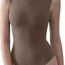 PUMIEY Women's Mock Turtle Neck Sleeveless Bodysuit Sexy Tank Tops Sharp Collection (07 Mocha) S 