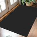 KOZYFLY Washable Entryway Rug 3x5 Ft Area Rugs Cotton Rubber Backed Throw Rugs Indoor Door Mat Kitchen Rugs Braided Floor Carpet for Front Entrance Bathroom Kitchen Living Room, Black/Grey