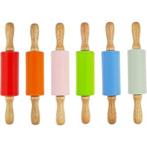 3 Pack Small Rolling Pin for Kids, Kids Rolling Pin for Home Kitchen (3 colors) (9 Inch)