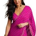 Alia Bhatt Wear Bollywood Chiffon Sari - Partywear Saree (Kat-pink)