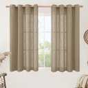LAMIT Taupe Linen Sheer Curtains 54 Inches Long, Light Filtering Panels Bronze Grommet Country Decor Drapes for Bathroom/Window/Bedroom, 2 Panels Set, 52 x 54 Inch