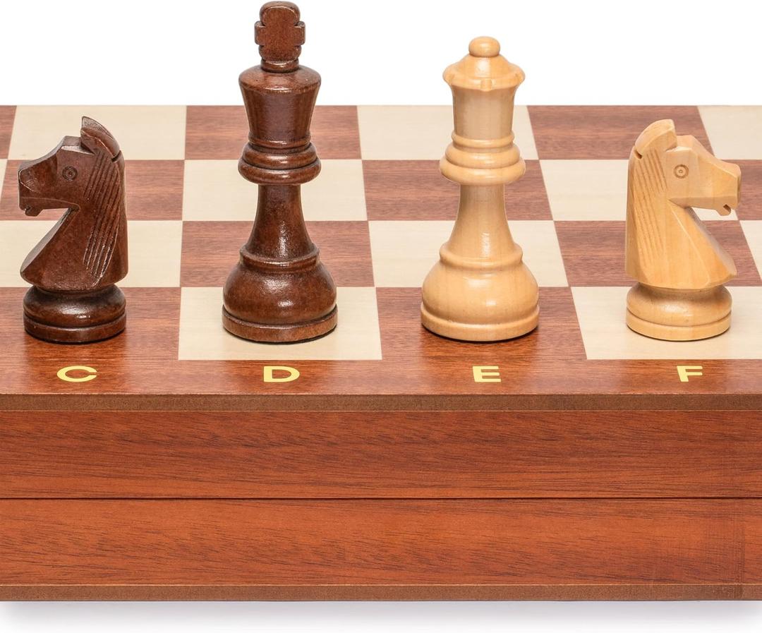 Husaria Professional Staunton Tournament No. 6 Wooden Chess Game Set with 2 Extra Queens, 3.9-inch Kings