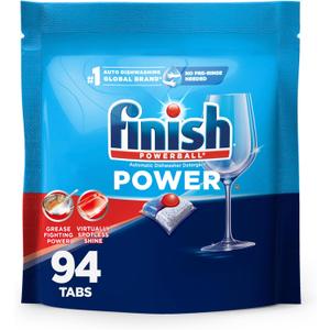 Finish Power Dishwasher Pod, No Pre-Rinse Dishwasher Detergent, Dishwasher Tabs For Deep Clean & Shine with Degreasing Power, 94 Count