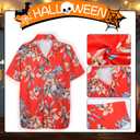 JenPen 4 Pcs Halloween Men's Anime Cosplay Set Including Blue Wig, Shirt, Necklaces and Sunglasses for Robotic Punk Costume (Large)