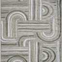 Indoor Outdoor Rug, Beige 6x9 Geometric Arch Striped Area Rugs for Patio and Home Areas, Easy-Cleaning Non-Shedding Living Room, Garden and Deck Washable Outside Carpet (6 x 9)