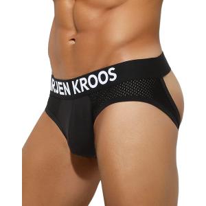 Arjen Kroos Men's Jockstrap Underwear Breathable Mesh Jock Straps Cotton Athletic Supporter (Black), Small